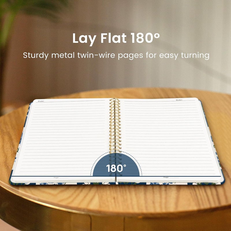 Taja Spiral Journal Notebook for Women, Pretty Hardcover Lined Notebook for Work & Note Taking, Aesthetic Cute Journal for Writing, 140 Pages, 5.8"x8.3", Petal Array - Image 4